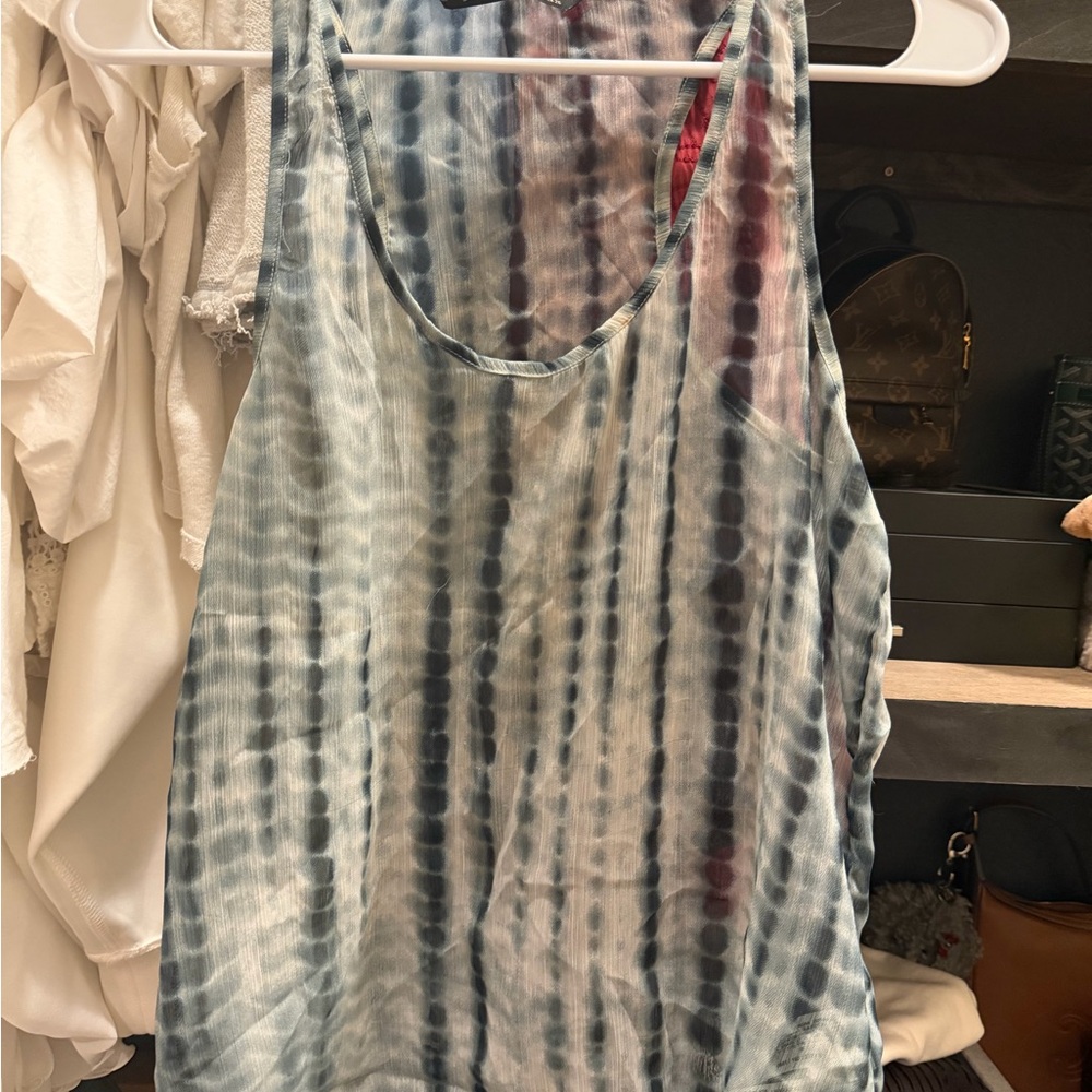 Zara Blue and Pink Tie-Dye Tank Top